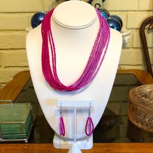 Duo Pink Seedbead Necklace Set
